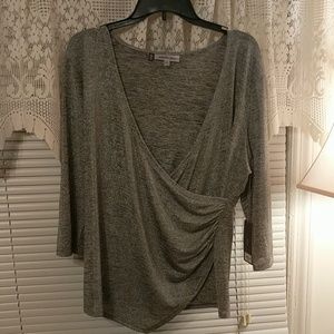 NWT 3/4 length deep V-neck blouse